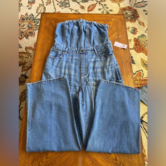 Wild Fable High-Waisted Tube Top Denim Romper - Picture 9 of 12